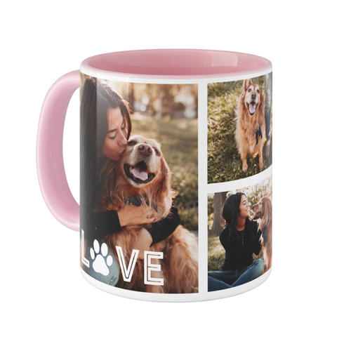 Love Pawprint Mug, Pink,  , 11oz, White