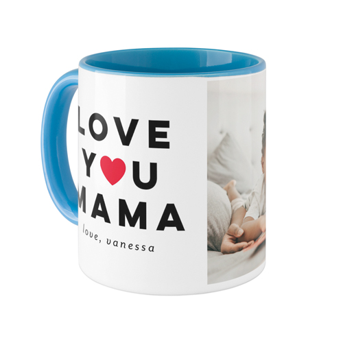 Modern Love You Mug, Light Blue, , 11oz, Red, fire engine