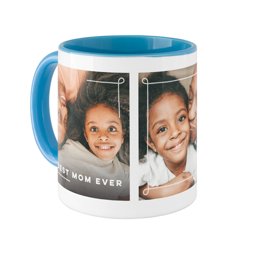 Doodle Border Mug, Light Blue,  , 11oz, White