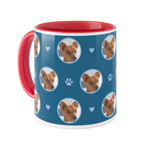 Floating Paws and Pets Mug, Red, , 11oz, Blue, slate blue