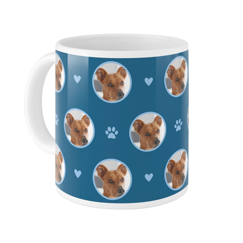 Floating Paws and Pets Mug, White, , 11oz, Blue, slate blue