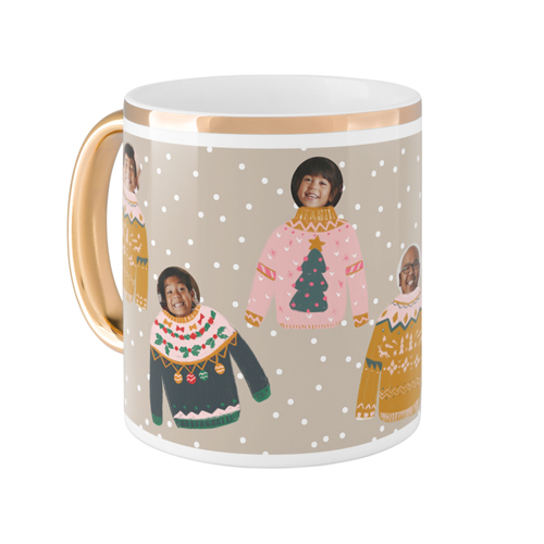 Floating Sweaters Mug, Gold Handle,  , 11oz, Brown