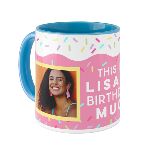 Sweet Birthday Cake Mug, Light Blue,  , 11oz, Pink