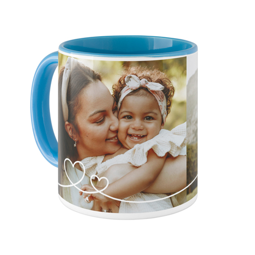 Swirl Heart Mug, Light Blue, , 11oz, White, white