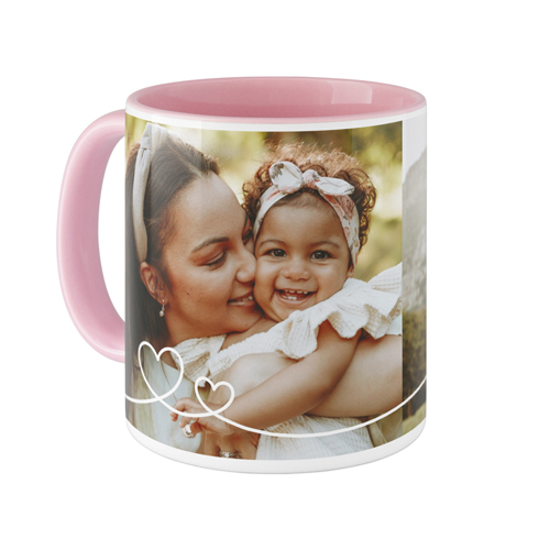 Swirl Heart Mug, Pink,  , 11oz, White