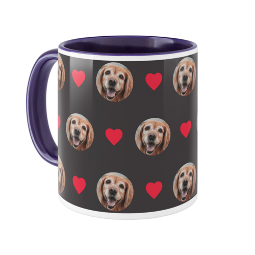 Loved Floating Faces Mug, Blue,  , 11oz, Red