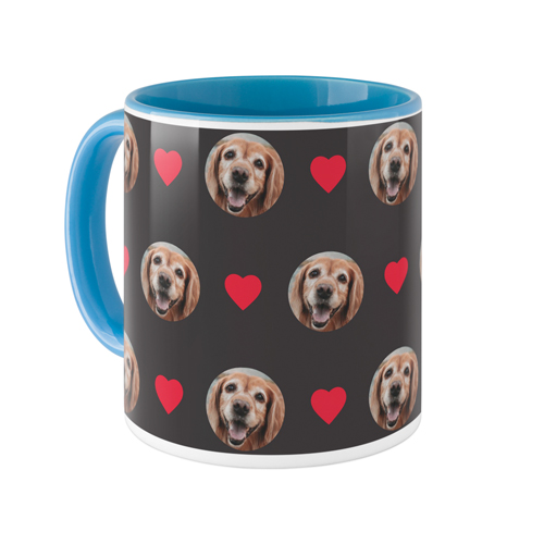 Loved Floating Faces Mug, Light Blue, , 11oz, Red, fire engine