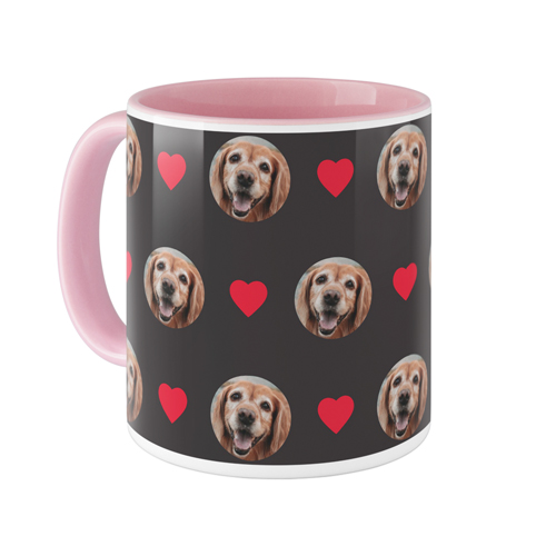 Loved Floating Faces Mug, Pink,  , 11oz, Red