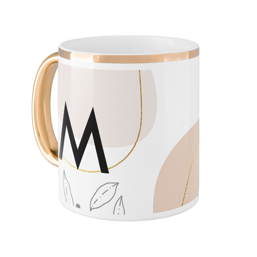 Muted Shapes Custom Text Mug, Gold Handle,  , 11oz, Multicolor