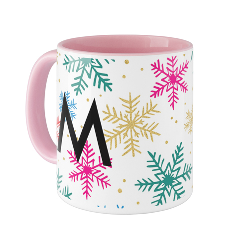 Colorful Snow Custom Text Mug, Pink,  , 11oz, Multicolor