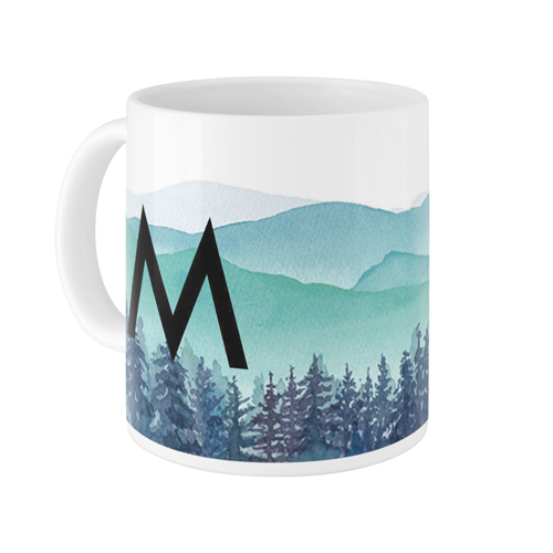 Mountain Forest Custom Text Mug, White,  , 11oz, Multicolor
