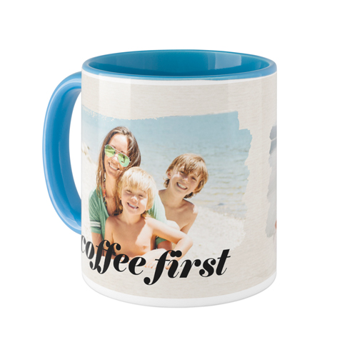 Brushstrokes Mug, Light Blue, , 11oz, Beige, antique white