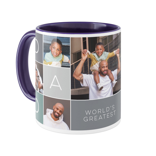 Dad Color Grid Mug, Blue,  , 11oz, Gray