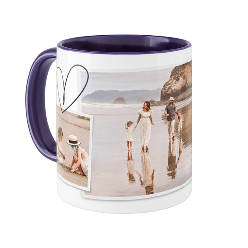 Minimalist Heart Film Mug, Blue, , 11oz, White, white