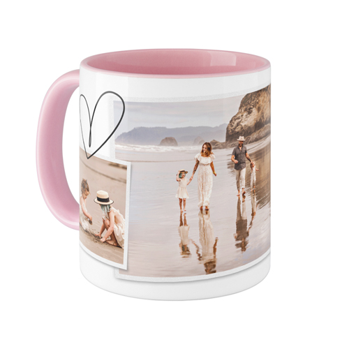 Minimalist Heart Film Mug, Pink, , 11oz, White, white