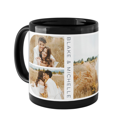 Modern Vertical Text Mug, Black,  , 11oz, White