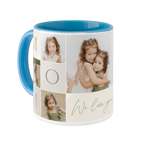 Mom Color Grid Mug, Light Blue, , 11oz, Beige, antique white
