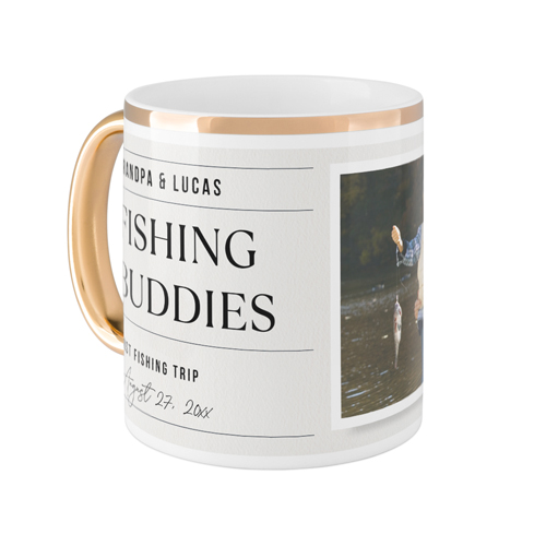 Journal Entry Mug, Gold Handle, , 11oz, White, white