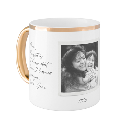 Sentimental Note Mug, Gold Handle,  , 11oz, White