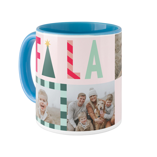 Bright Holiday Cheer Mug, Light Blue, , 11oz, Pink, magnolia