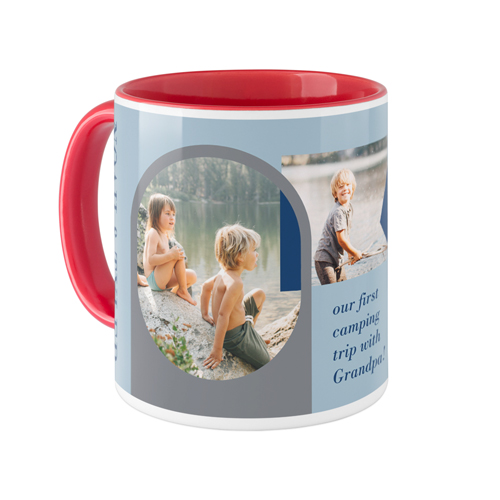 Geometric Travel Mug, Red,  , 11oz, Blue