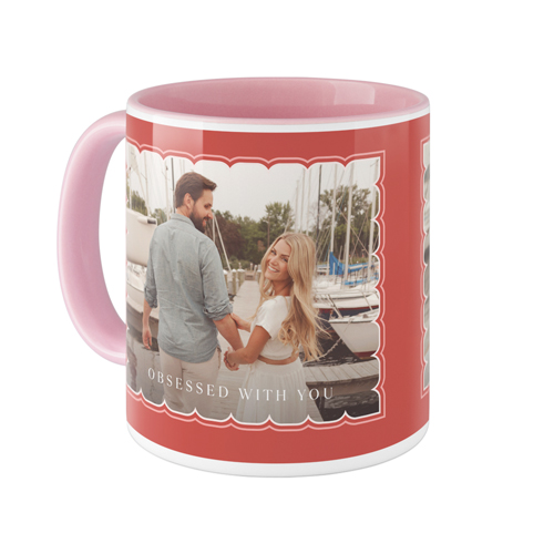 Scallop Frames Mug, Pink, , 11oz, Pink, tulip