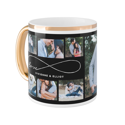 Love Infinity Mug, Gold Handle,  , 11oz, Black