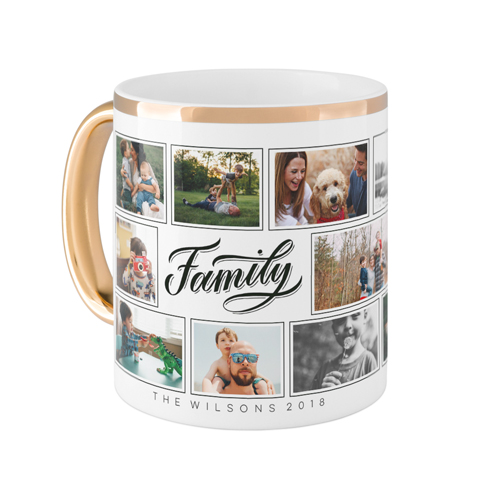 Family Script Mug, Gold Handle,  , 11oz, Black