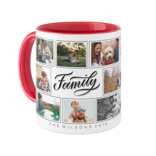 Family Script Mug, Red,  , 11oz, Black