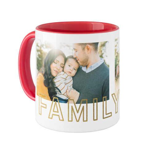 Contemporary Family Collage Mug, Red,  , 11oz, White