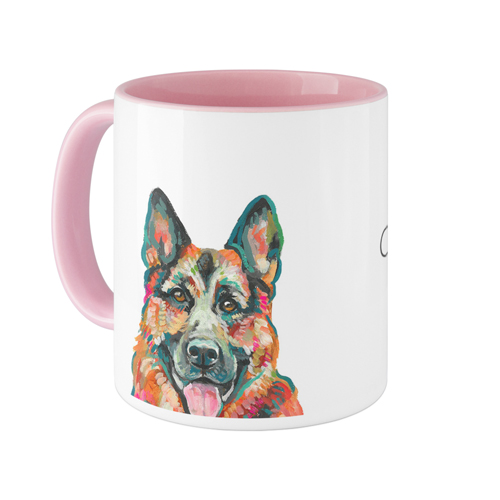 German Shepherd Custom Text Mug, Pink,  , 11oz, Multicolor