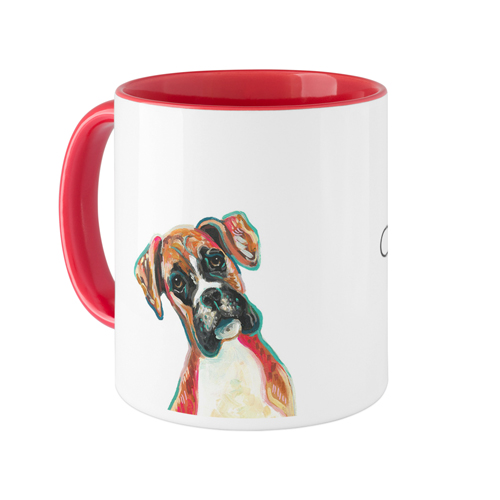 Boxer Custom Text Mug, Red,  , 11oz, Multicolor