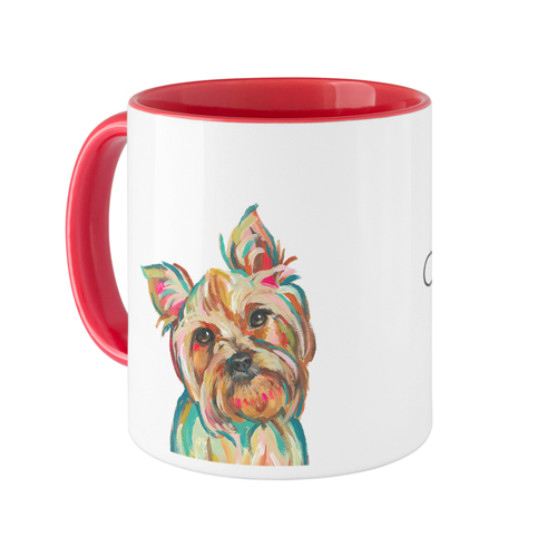 Yorkie Custom Text Mug, Red,  , 11oz, Multicolor