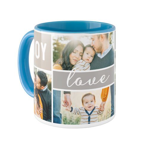 Joy Love Family Mug, Light Blue,  , 11oz, Gray