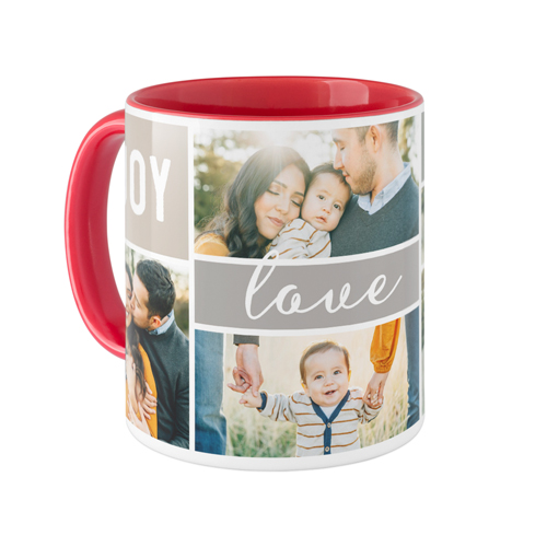 Joy Love Family Mug, Red,  , 11oz, Gray