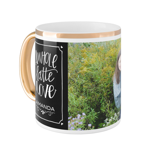 Whole Latte Love Mug, Gold Handle,  , 11oz, Black
