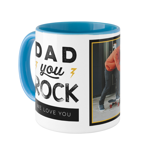 Dad You Rock Mug, Light Blue,  , 11oz, Black