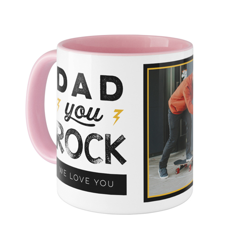Dad You Rock Mug, Pink,  , 11oz, Black