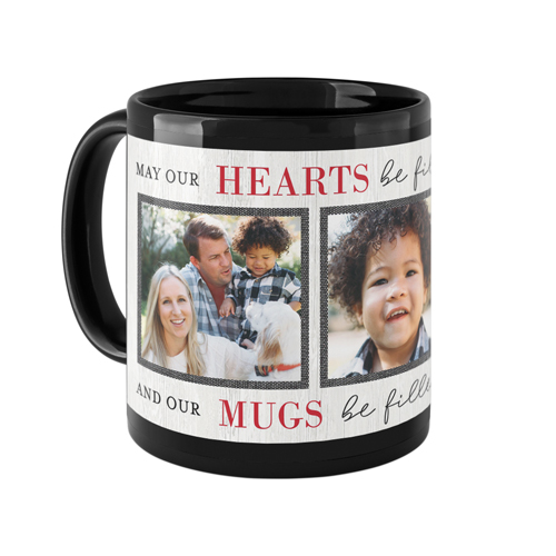 Hearts Be Filled Mug, Black,  , 11oz, Red