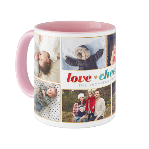 Love Heart Cheer Heart Mug, Pink,  , 11oz, White