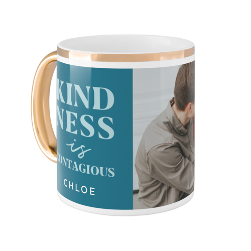 Kindness Is Mug, Gold Handle,  , 11oz, Blue