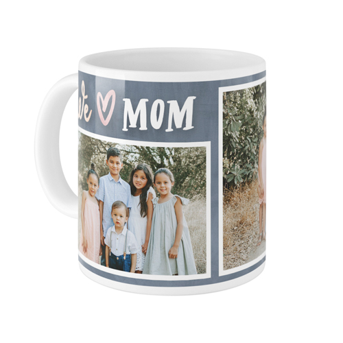 Modern We Heart Mom Mug, White,  , 11oz, Gray