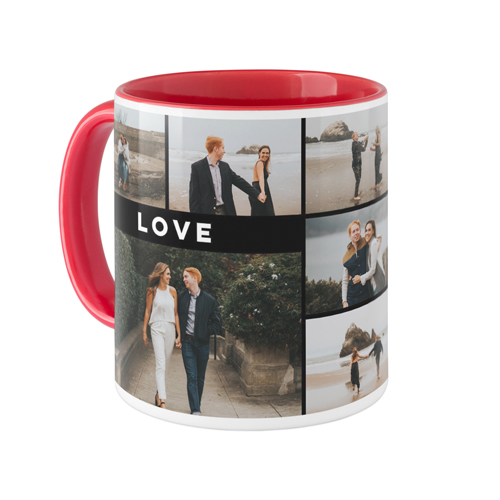 Eternal Love Grid Mug, Red, , 11oz, Black, black
