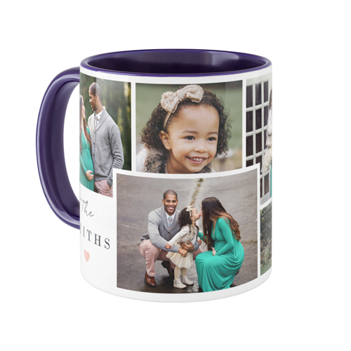 Overlap Family Collage Mug, Blue,  , 11oz, White