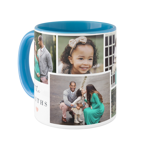 Overlap Family Collage Mug, Light Blue,  , 11oz, White