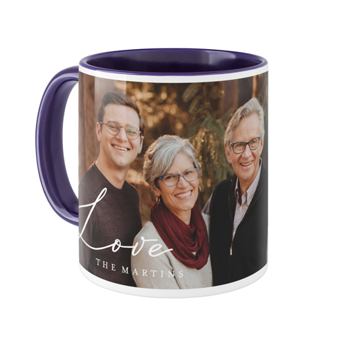 Simple Script Love Mug, Blue,  , 11oz, White