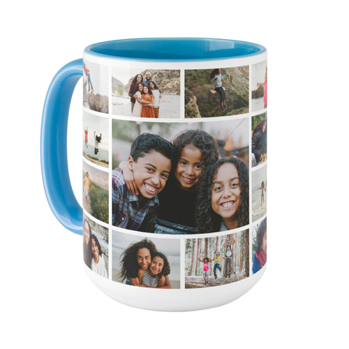 Photo Gallery Border Mug, Light Blue,  , 15oz, Multicolor