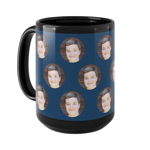 Floating Faces Mug, Black,  , 15oz, Blue