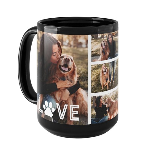 Love Pawprint Mug, Black, , 15oz, White, white