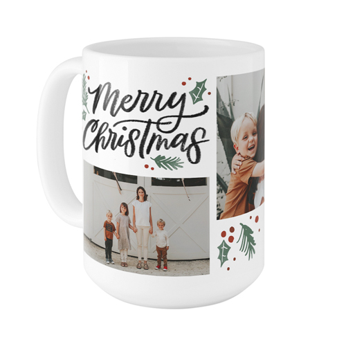 Merry Christmas Evergreen Mug, White,  , 15oz, White